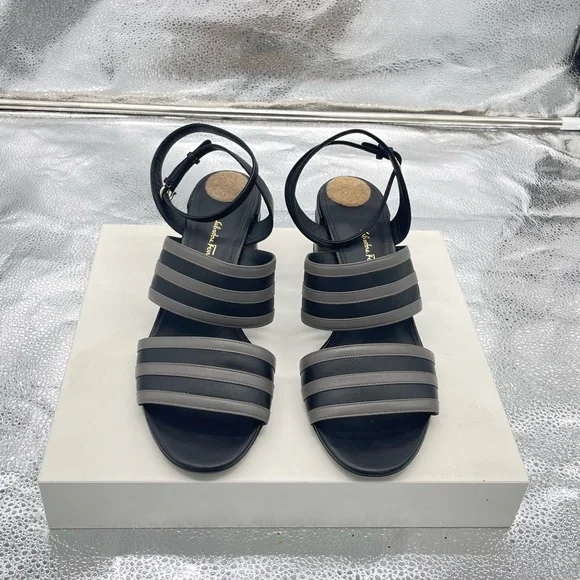 Salvatore Ferragamo Diandra Dual-Tone Block Heel Sandals